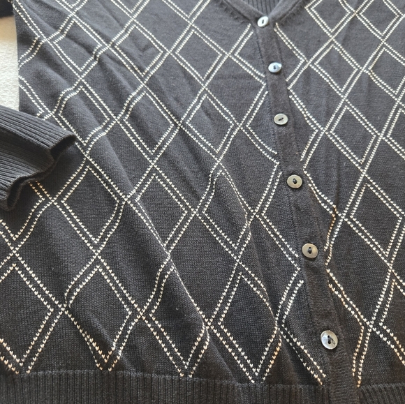 Brooks Brothers womens M silk blend button argyle cardigan - Picture 3 of 7